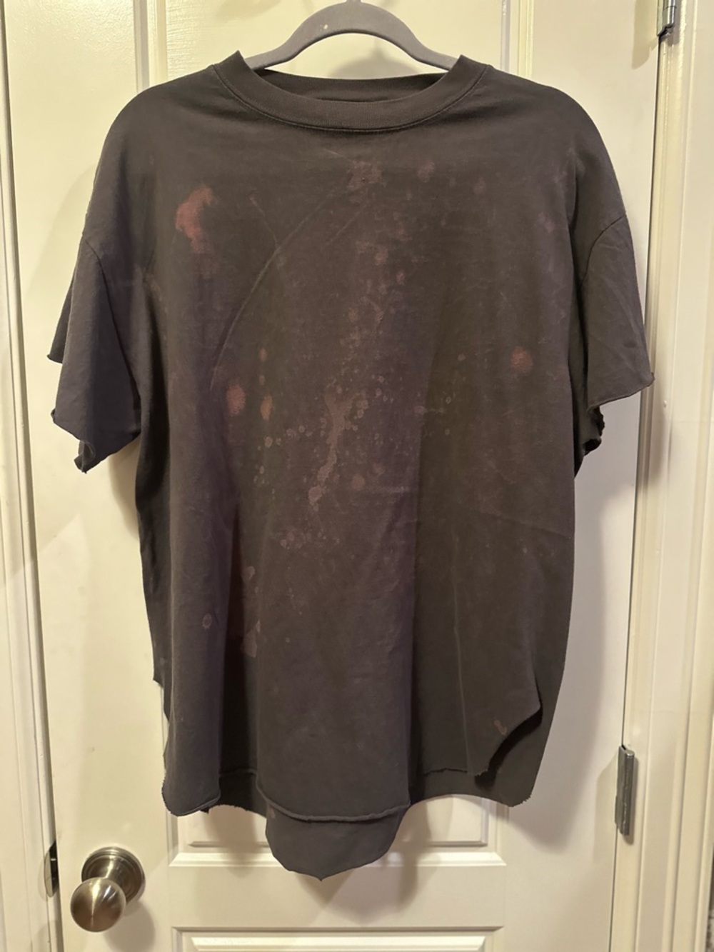 Pebby Forevee Black with Bleach Spots Side Slit Tee L